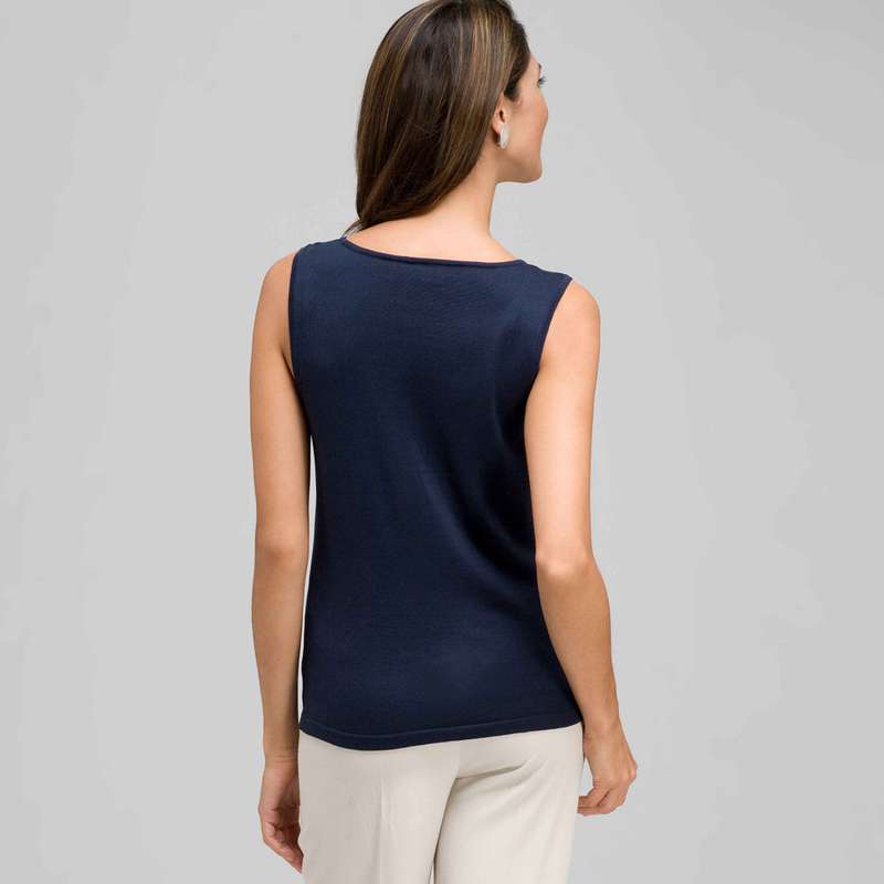 Sleeveless Scoop Neck Shell, Admiral Navy, large image number 1
